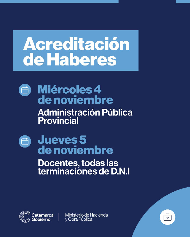 Gobierno provincial: fechas de pago en la primera semana de noviembre